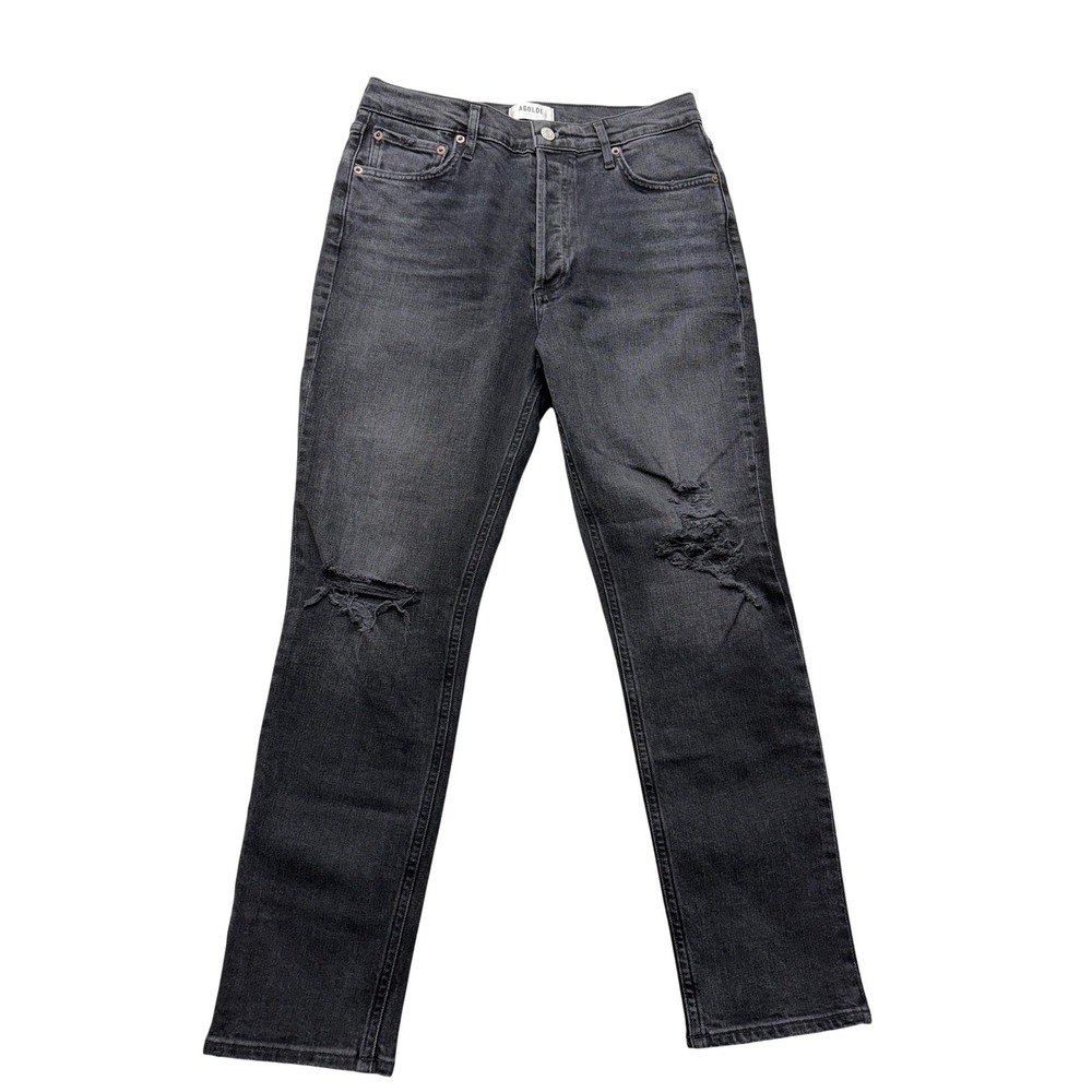 AGOLDE Nico Jeans‎ Womens 29 Charcoal Wash High Rise Skinny Distressed Stretch
